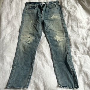 REDONE HIGH RISE ANKLE CROP JEANS
